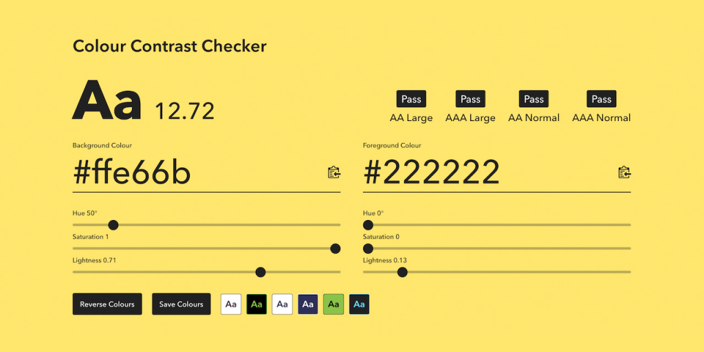 Image du site Colour contrast checker