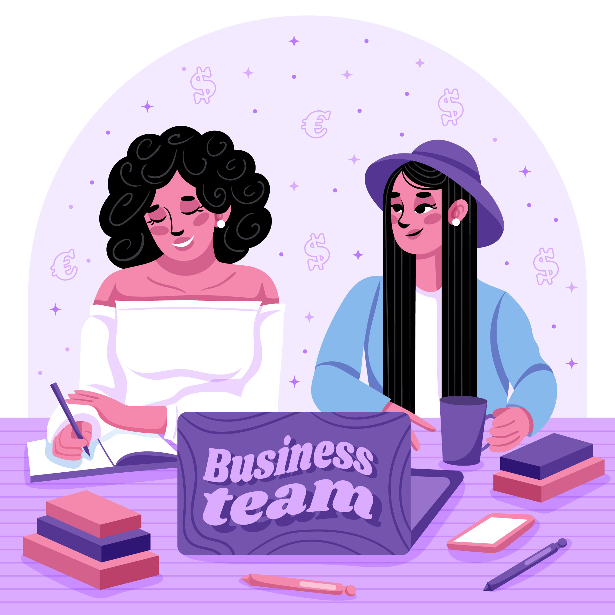 illustration 2 femmes travaillent devant un ordinateurs